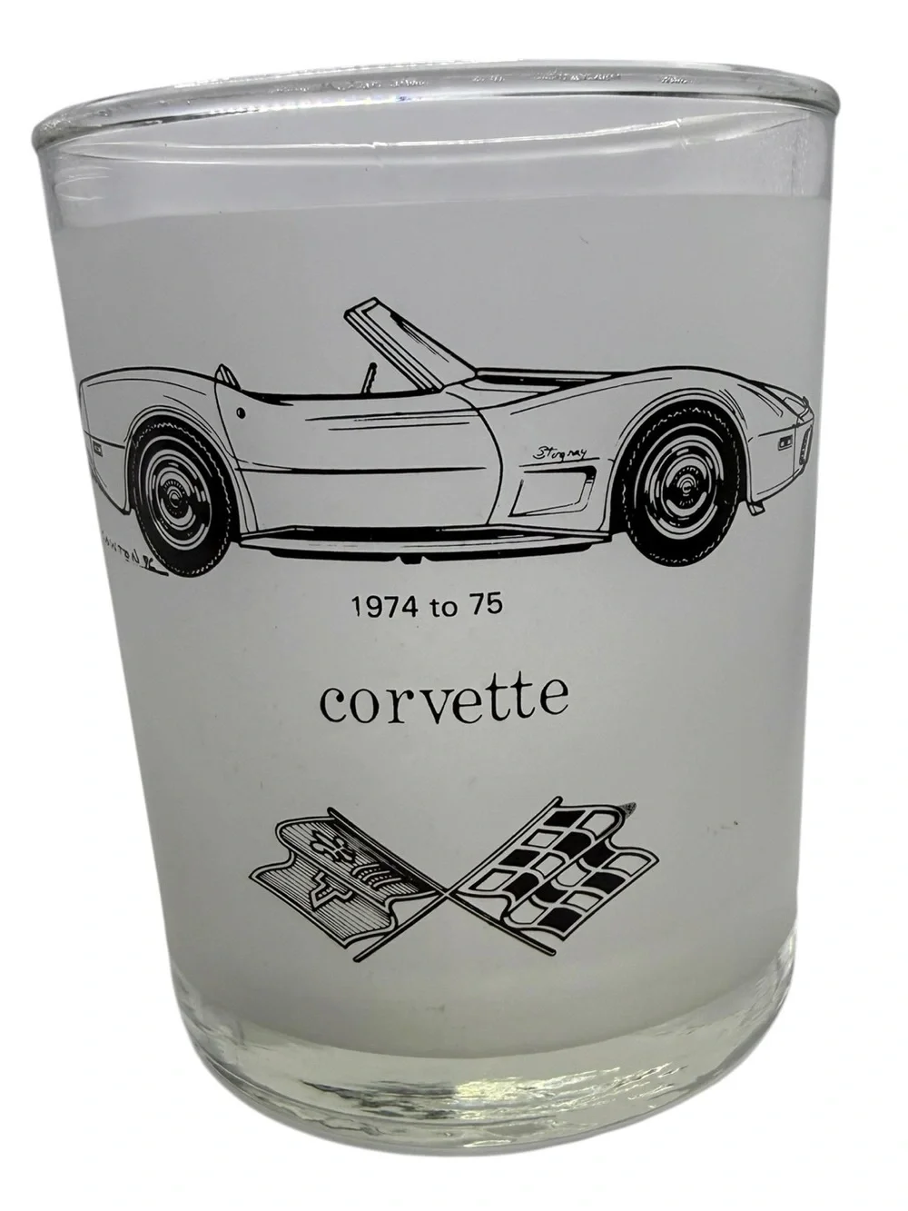 Vintage Corvette  Car Glass Tumblers – Clear Set of 7